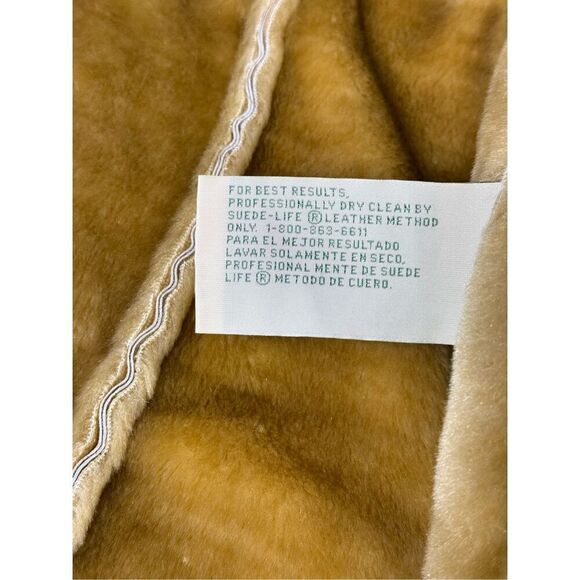 Vintage Y2K St. John’s Bay camel penny lane suede coat with fur trim size XL - Picture 10 of 13